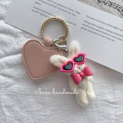 じゃらじゃらキーホルダー もふもふドールうさぎ ハットクリップ　便利