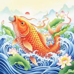 鯉の画 栄樹作 一点物 送料込み。 話題の人気 2024人気の 鯉の画 絵画 送料込み。 一点物 栄樹作