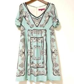 美品★ANNA SUI アナスイ★スカーフプリントワンピース ミント