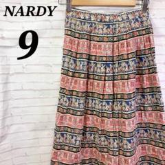 NARDY フレアスカート　レトロ　マルチボーダー　コットン