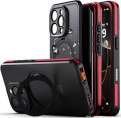 ②iPhone 16 Pro 用 ケース 防水 衝撃吸収 防水ケース 赤 黒