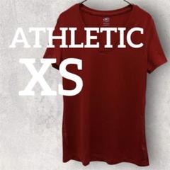 匿名配送✨ATHLETIC 【XS】赤 Vネック 半袖 Tシャツ