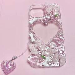 ‪‪♥iPhone15対応ケース チャーム付き♥量産型 姫ギャル 平成女児ピンク