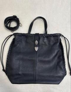 【earPAPILLONNER】 美品 イアパピヨネ 巾着バックル レザーバッグ 超美品 イヤーパピヨネ バックル巾着ショルダーバッグ
