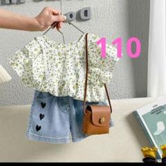 1680円→セール子供服 ボトムス　キッズ　ブルー　デニム風ショートパンツ110