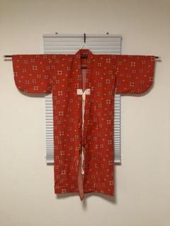 赤 花柄 浴衣 100cm