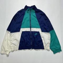 90s ナイキ 銀タグ ナイロンジャケット L 紺白 ワンポイント刺繍 6186 90s ナイキ 銀タグ ナイロンジャケット L 紺白 ワンポイント刺繍