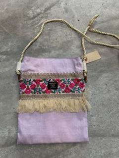 ショルダーバッグ スマホショルダー インド刺繍リボン ポシェット