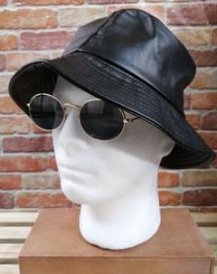 新品 フェイクレザー バケットハット ブラック