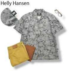 ヘリーハンセン HH 半袖 ループカラー アロハシャツ M ハイビスカス柄 夏