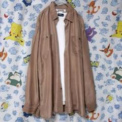 * 古着 シルクシャツ ベージュ 無地 *
