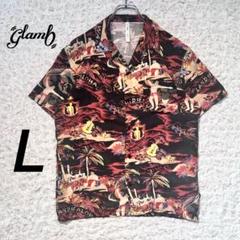 『glamb』 アロハシャツ　総柄　ハワイアン　開襟　希少　ブラック　【L】