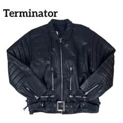 ターミネーター レプリカ レザージャケット 希少品 シングルライダース 本革 Liugoo Leathers 本革 プロテクター付シングルライダース