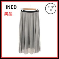 INED ロングスカート ウエストゴム プリーツ フレア グレー 9