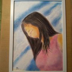 【匿名配送】絵画　「青空の下」　A4サイズ額つきのサムネイル