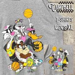 【希少XL☆US輸入】ルーニーテューンズ 両面プリントTシャツ グレー