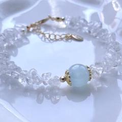 ホワイト クォーツ 水晶 アクアマリン デザイン ブレスレット