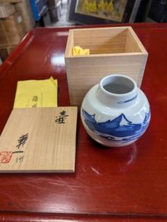 近藤悠三　寿山染付角鉢　共箱　MA１５５ 近藤悠三 寿山染付角鉢 共箱 MA155
