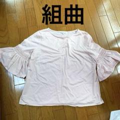 組曲　袖フレアトップス　6 ピンク　半袖　3L ブラウス 夏　春