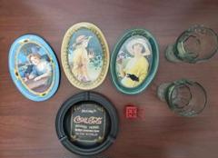 コカコーラオリジナル・アンティークデザイントレー４枚セット　　1980年代もの コカコーラオリジナル・アンティークデザイントレー4枚セット