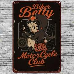 Betty ベティ モーターサイクルクラブ ブリキ看板 アメリカン雑貨 USA