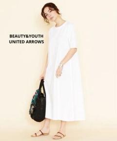 ☆ BEAUTY&YOUTH フレアマキシ　カットソー　ワンピース　ホワイト