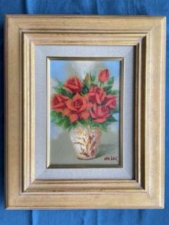 半沢国雄半澤国雄油彩画油絵薔薇F3号