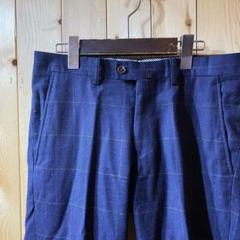 SS3609 MEN’S BIGI メンズビギ ウール パンツ チェック 紺