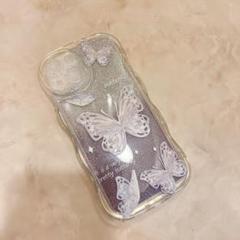 iPhoneカバー　14 蝶々　パープル　紫