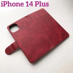 iPhone 14 Plus 6.インチ ケース 手帳型 レッド 赤 スマホ