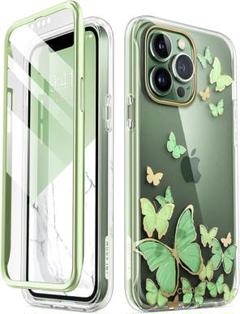 iPhone13ProMax ケース グリーン 蝶々 バタフライ