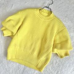 美品 23ss☆sacai サカイ ショートスリーブ プルオーバーニット 黄色