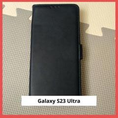 手帳型 スマホケース Galaxy S23 Ultra ブルー カバー