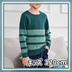 セーター グリーン ストライプ キッズ 男の子 防寒 春秋冬