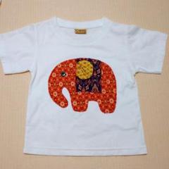 90　ベビー　半袖　Tシャツ　白　象　刺繍　コットン　綿　匿名発送