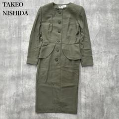 タケオニシダ【M】ロングワンピース ストレート Iラインシルエット ノーカラー