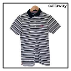 callaway　ゴルフウェア　ポロシャツ　レディース　半袖　ボーダー　ロゴ　L