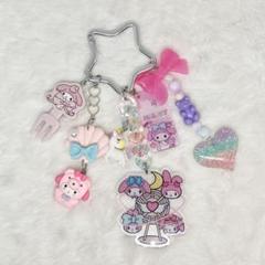 じゃらじゃらキーホルダー かわいい 平成時代 韓国 ビーズ マイメロ ゆめかわ