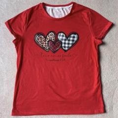 可愛いハート柄 赤いTシャツ Sサイズ