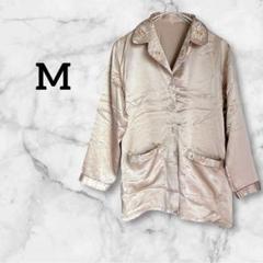 ベージュ 【M】 サテン ルームウェア パジャマ リラックス 綺麗