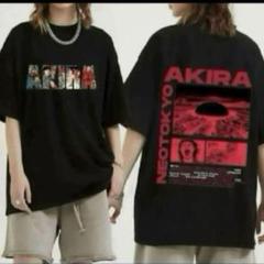 AKIRA アキラ 総柄ロゴ Tシャツ デカロゴ 金田 鉄雄 大友克洋 黒 XL