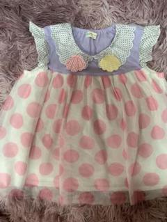 【美品】ベイビーチアー　シェル　チュール　ドットチュニック　110