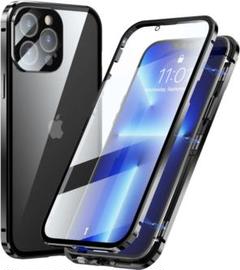 ﻿iPhone13ケース両面クリアガラスケース　黒 iphoneケース