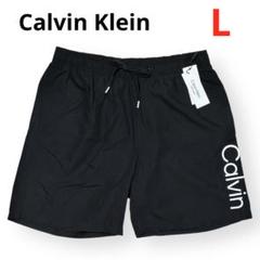 【新品未使用】 カルバンクライン メンズ 水着 L 黒 デカロゴ CK