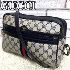 【美品】 オールドグッチ ショルダーバッグ シェリーライン ネイビー PVCのサムネイル