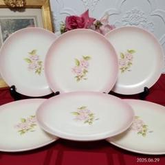 GRACE イマン ダイアナローズピンク花柄陶器皿6枚セット 19.5cmのサムネイル