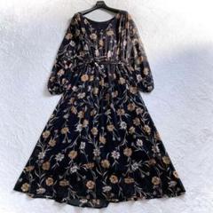 極美品 スローブイエナ ダークフラワープリントワンピース 大花