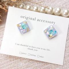 #3893/ハンドメイド♡押し花ドライフラワーレジンピアス