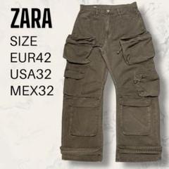 ZARA ユーティリティ カーゴ デニム パンツ ガスマスク ザラ ミリタリー