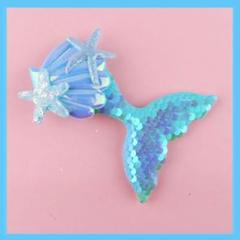水色　人魚　ヘアクリップ　マーメイド　髪飾り　ハンドメイド　ブローチ